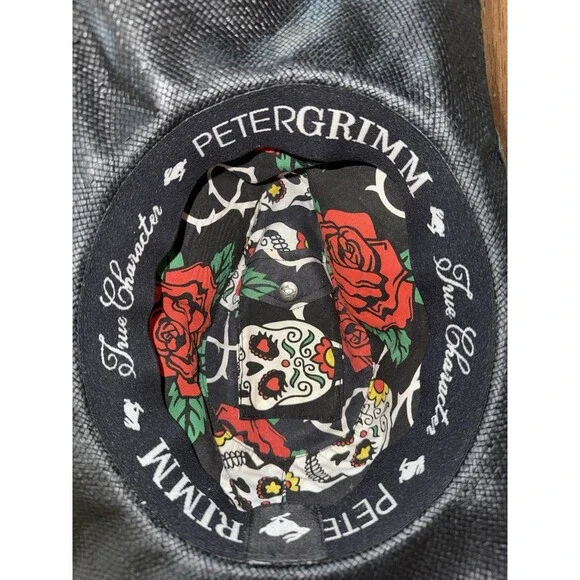 Peter Grimm Black Straw Cowboy Hat Embroidered Rose Band Western Festival O/S - Picture 5 of 12
